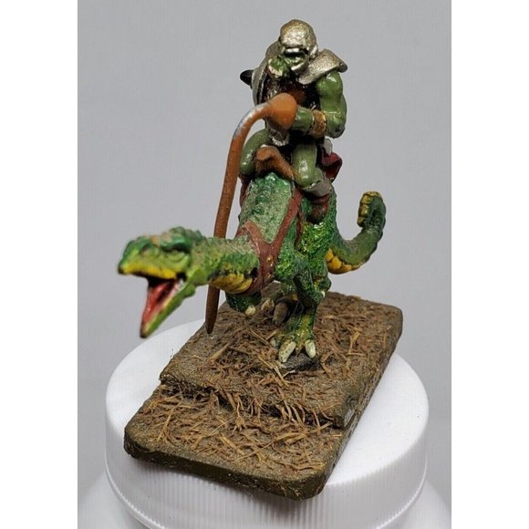 Ogre Warrior Riding On Dinosaur Figurine On Stone Slate Game Piece - Picture 3 of 12